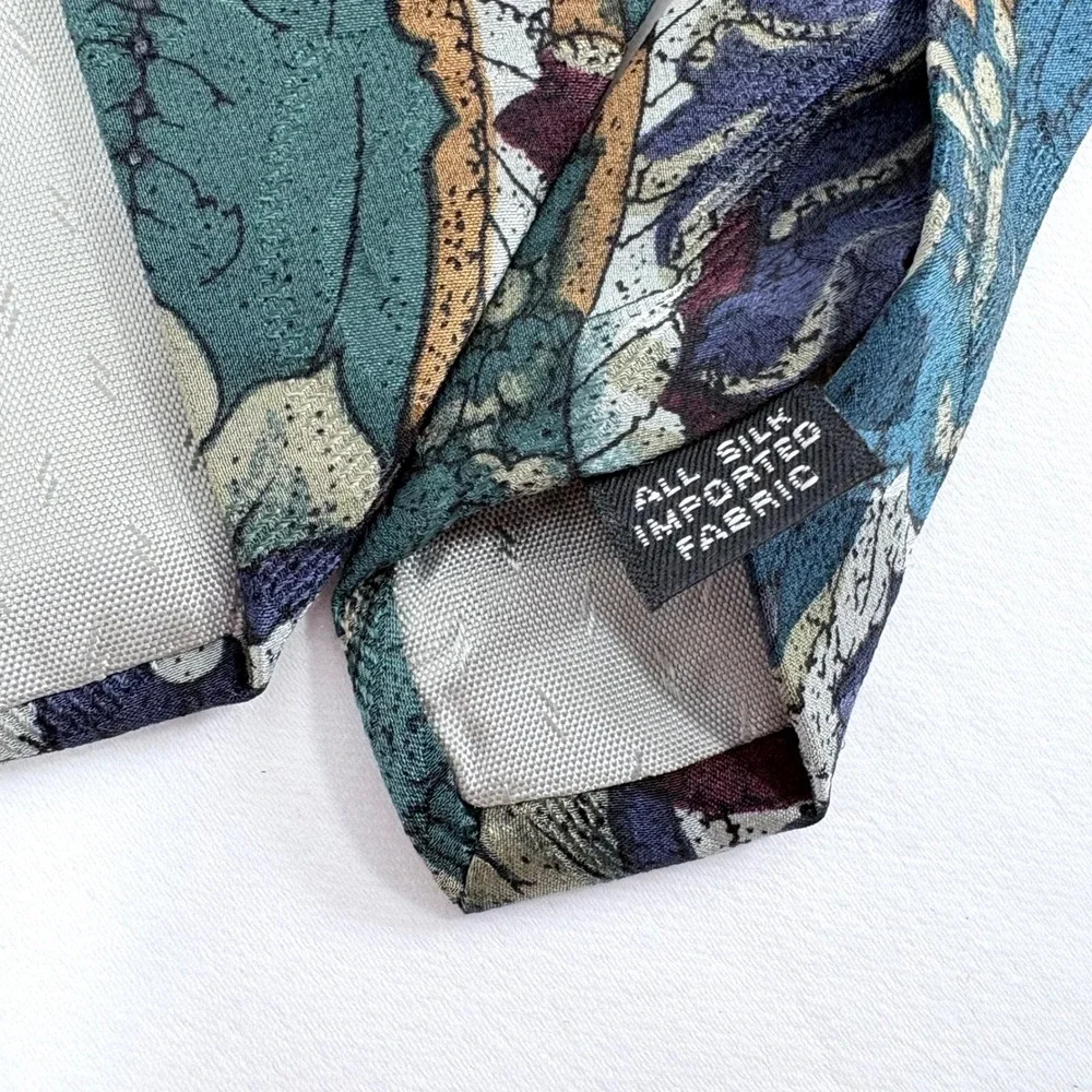 Monsieur Givenchy Silk Necktie Multicolor Abstract Paisley Floral Vintage 4 Inch